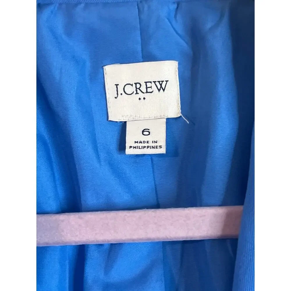 J.Crew Girlfriend Chino Blazer Blue One Button Tailored Stretch Cotton Size 6